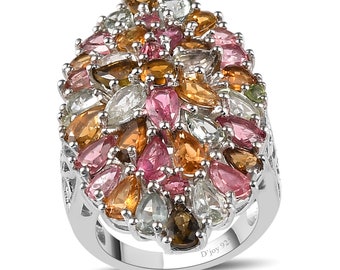 Handgemachte Multi Turmalin Sterling Silber Ring