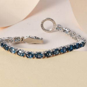 Handmade Blue Topaz Bracelet: Sterling Silver Zircon Gemstone Jewelry