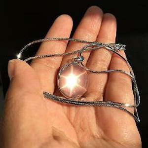 Certified Very Large 100 Carat, AAA Quality Natural Star Rose Quartz Pendant, 92.5 Sterling Silver, Star Rose Quartz, Handmade Pendant
