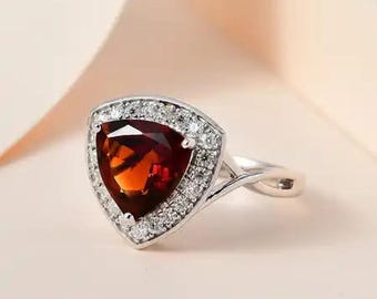 AAA Santa Ana Madeira Citrine and Moissanite Halo Ring in Sterling Silver