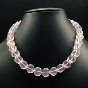 AAA Quality Rose quartz Necklace one Line pink rose quartz faceted Beads Necklace, Adjustable Beads Necklace, Beads Necklace, Gift For Her