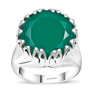 Green onyx, onyx Gemstone Ring, onyx Ring, 92.5 Sterling Silver, green onyx, Statement Ring, Gemstone silver ring,