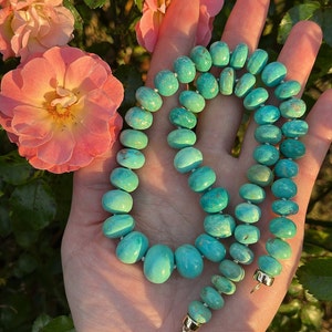 20 Inch Graduated Natural Turquoise Rondelle Necklace Green Turquoise Rondelle Necklace