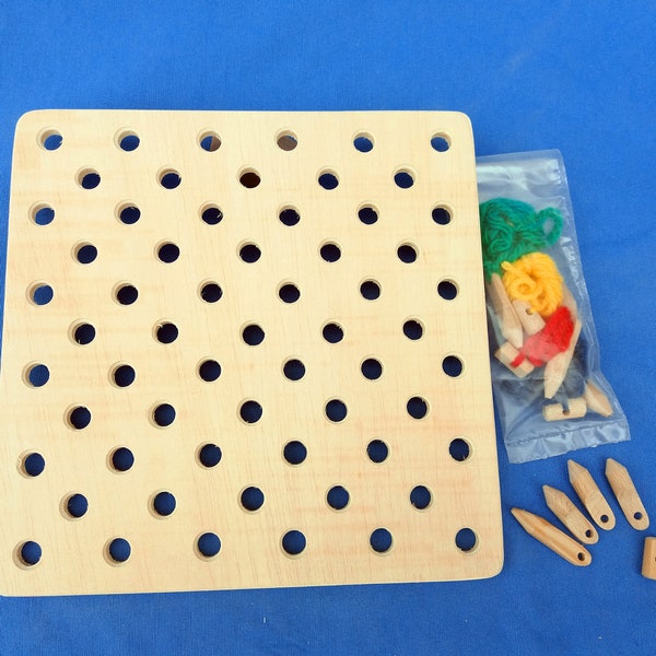 Tabla de Tejer de Madera - ideal Montessori, Waldorf, Educacion Libre