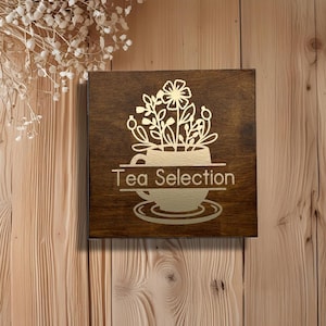 Caja de té personalizada. Idea de cumpleaños. Selección de tés. Organizador de tés. Caja de té para mamá. Nana. Gracias. Inauguración de casa.