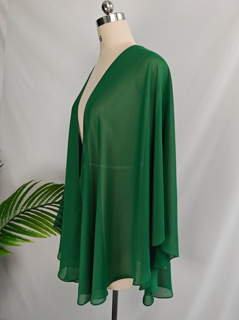 Stola in chiffon Avvolgere da sera Scialle da sposa Bolero Avvolgere Sciarpa in chiffon verde Coprispalle da sposa taglie forti immagine 3