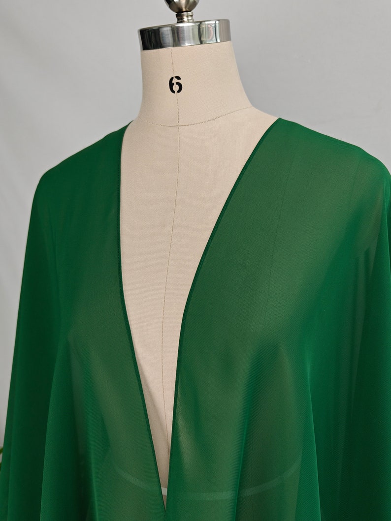 Stola in chiffon Avvolgere da sera Scialle da sposa Bolero Avvolgere Sciarpa in chiffon verde Coprispalle da sposa taglie forti immagine 6