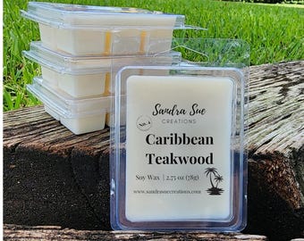 Caribbean Teakwood Soy Wax Melt, 2.75oz Clamshell | Citrus, Cinnamon, Sandalwood