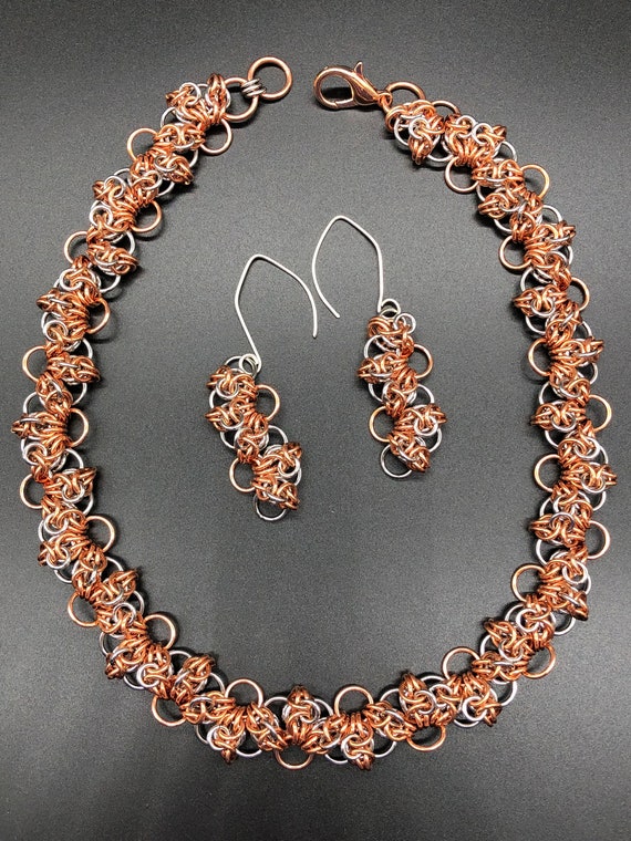 Stainless Steel Copper Celtic Lace Necklace And Earrings Etsy