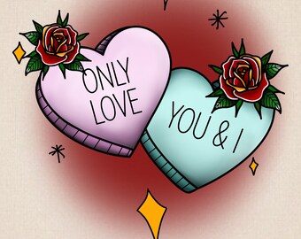 CARD/PRINT: Pvris Valentines Designs | Card | A4 | Print | Candy Hearts | Tattoo | Valentine