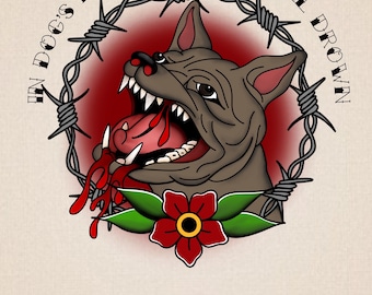 PRINT: Alexisonfire - Dog’s Blood | A4 | A5| Print | Art | Tattoo | Inspired | Traditional | Neo Trad |