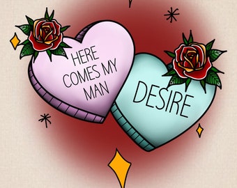 CARD/PRINT: The Gaslight Anthem Valentines | Desire | Here Comes My Man | She Loves You | Casanove Baby |