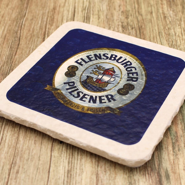 Flensburger - coasters made of natural stone - 100% handmade in Bavaria, glass coasters, beer mats made of stone, the gift idea