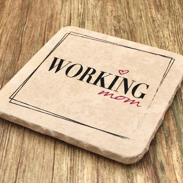 Working Mum - Coasters made of natural stone - 100% handmade in Bavaria, beer mats made of stone, the gift idea, family
