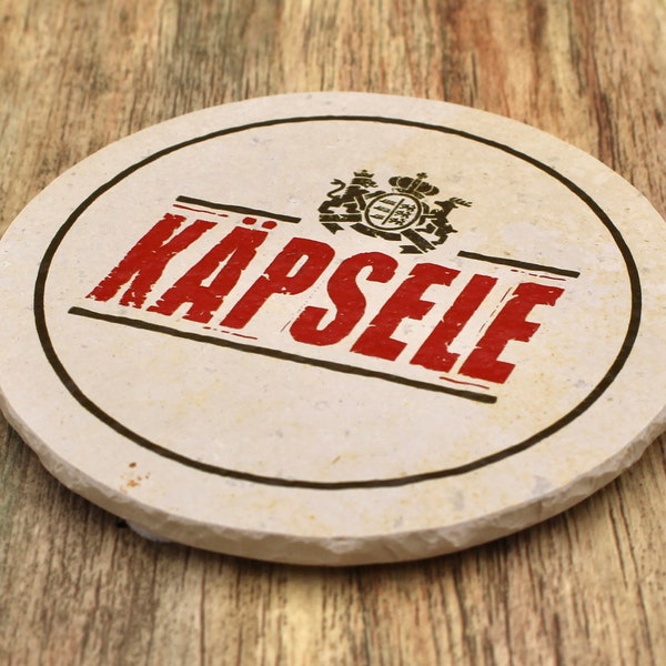 Käpsele - Untersetzer aus Naturstein - 100% handmade in Bavaria, Glasuntersetzer, Bierdeckel aus Stein, Stuttgart