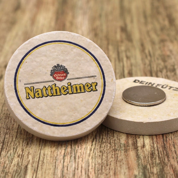Nattheimer - Kühlschrankmagnet aus Stein 48mm, 100% Made in Bavaria, Magnet aus Stein, die Geschenkidee, Schlumberger, Nattheim