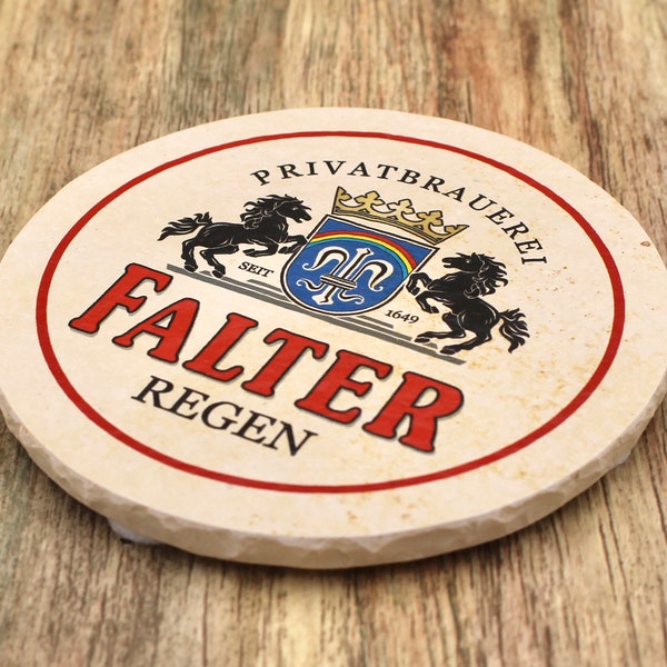 Brauerei Falter - Coasters made of natural stone - 100% handmade in Bavaria, glass coasters, beer mats made of stone, rain