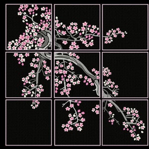 桜のキルトブロック機械刺繍デザイン Pes、Hus、Jef、Dst、Exp、Jef、Vip、Vp3、Xxx、Sew、Shv、Art