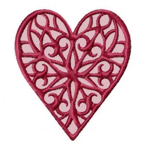 Lacy Heart Machine Embroidery Design 4x4 Pes, Hus, Jef, Dst, Exp, Jef, Vip, Vp3, Xxx, Sew, Shv, Art