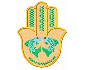 Hamsa with Fish Applique Machine Embroidery Design Pes, Hus, Jef, Dst, Exp, Jef, Vip, Vp3, Xxx, Sew, Art