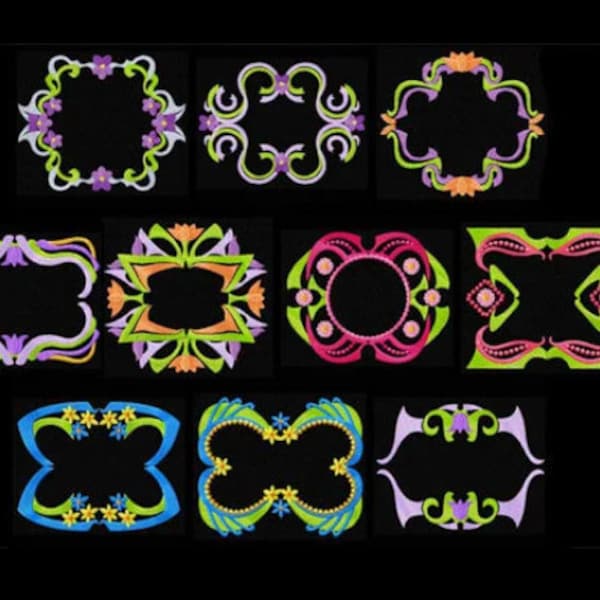 Rubans et fleurs cadres motif de broderie Machine 5 x 7 Pes, Hus, Jef, Dst, Exp, Jef, Vip, Vp3, Xxx, Sew, Shv, Art