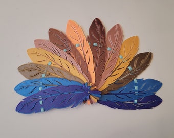 Foldable Brisé Hand Fan - Feathers - STL print models | 3D Print Model - Digital Download, Commercial License