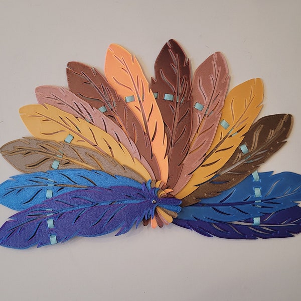 Foldable Brisé Hand Fan - Feathers - STL print models | 3D Print Model - Digital Download, Commercial License