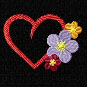 Heart and Flowers Machine Embroidery Design Pes, Hus, Jef, Dst, Exp, Jef, Vip, Vp3, Xxx, Sew, Art