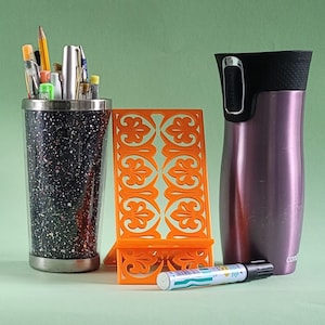 Foldable Phone Holders with ornament 3D Print STL file | Commercial License Included