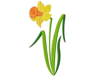 Daffodil Flower Machine Embroidery Design Pes, Hus, Jef, Dst, Exp, Jef, Vip, Vp3, Xxx, Sew, Shv, Art