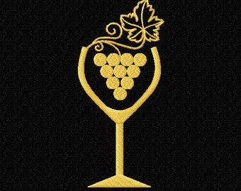 Wine Glass Grapes Passover Pesah Machine Embroidery Design 4x4 and 5x5 Pes, Hus, Jef, Dst, Exp, Jef, Vip, Vp3, Xxx, Sew, Art