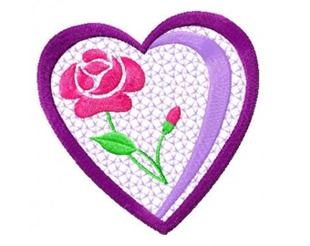 Valentine Heart and Rose Machine Embroidery Design Pes, Hus, Jef, Dst, Exp, Jef, Vip, Vp3, Xxx, Sew, Art