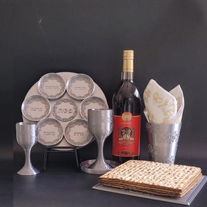 Pesach-set: Tallrik, Matzah-tallrik, Kiddush-muggar STL-utskriftsmodeller | 3D-utskriftsmodell - Digital nedladdning, Kommersiell licens