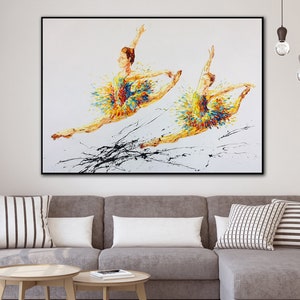 Abstrakte Ballerina-Malerei: Farbenfrohe Tänzer in Bewegung, moderne Impasto-Malerei