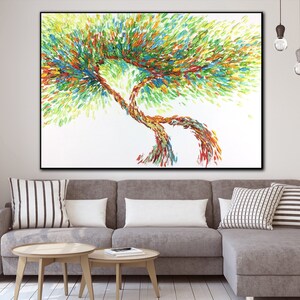 Colorful Abstract Tree Painting: Modern Impasto Nature Art