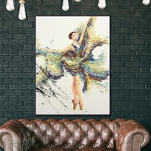 Vibrant Ballerina Oil Painting: Abstract Impasto Dance Art