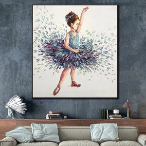 Abstract Ballerina Oil Painting: Impasto Ballet Dancer Art