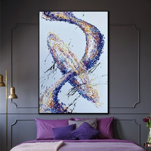 Abstract Swirl Painting: Colorful Impasto Acrylic Art on Canvas