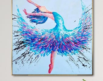 Schilderij van een ballerina – Muurdecoratie met textuur in moderne dansstijl