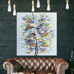 Textured Acrylic Tree Painting: Large Abstract Canvas Art