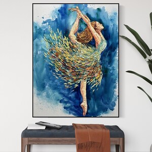 Abstrakte Ballerina-Malerei: Farbenfrohe Impasto-Malerei, anmutige Tänzerin
