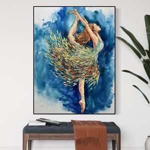 Abstract Ballerina Oil Painting: Textured Modern Dancer Wall Art 40&quot;x30&quot;