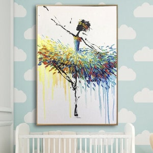 Oversized Ballerina Painting: Abstract Impasto Canvas Wall Art