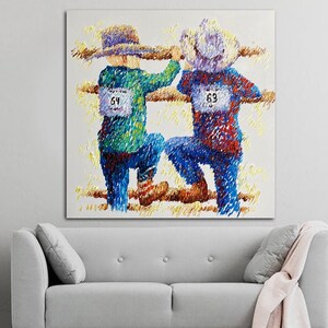 Western Cowboy Art: Rustikales Impasto Gemälde für das Kinderzimmer