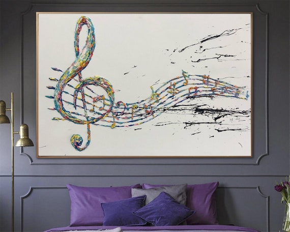 Abstract Painting Canvas Music Note Painting Treble Clef Art | Etsy