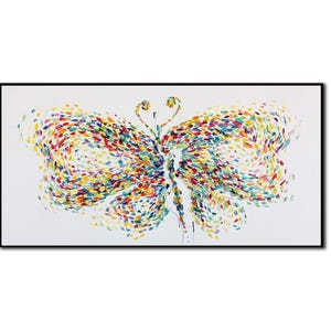 Colorful Abstract Butterfly Painting Vibrant Nature-Inspired Impasto Art