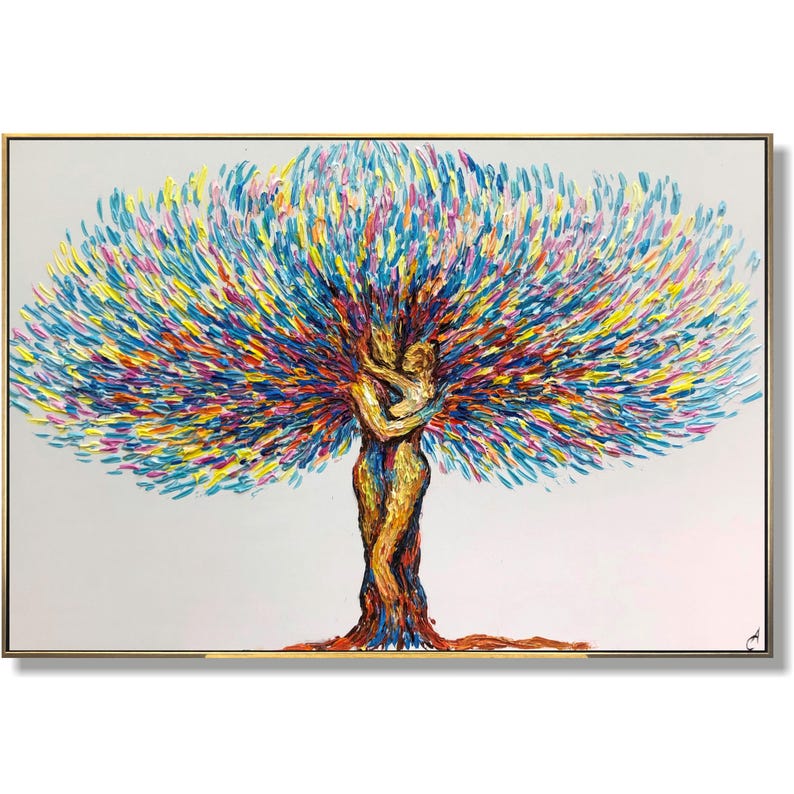 Tree of Love Painting – Colorful Abstract Couple Art - Etsy