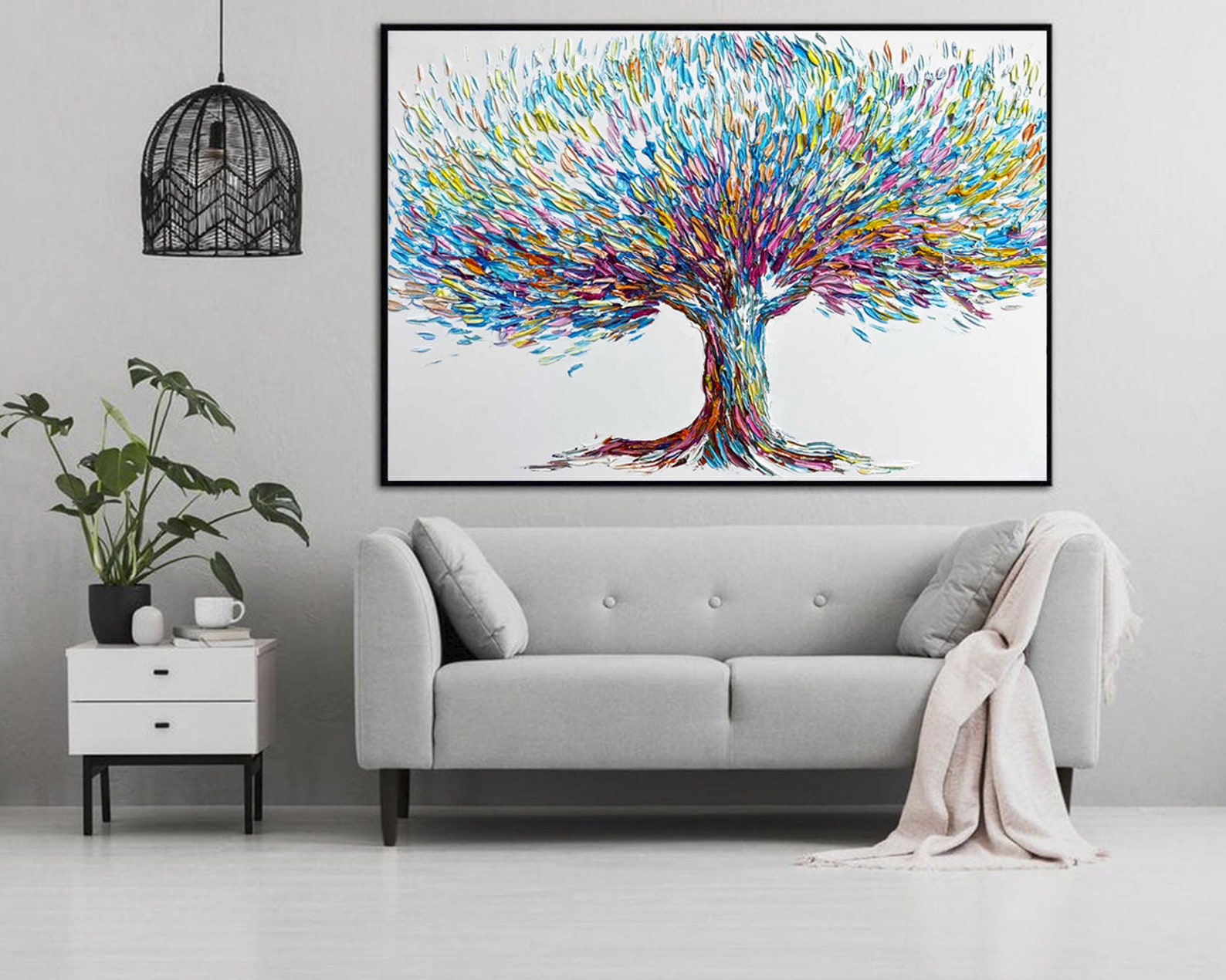 Extra Large Wall Art Tree Painting Abstract Painting Modern Etsy