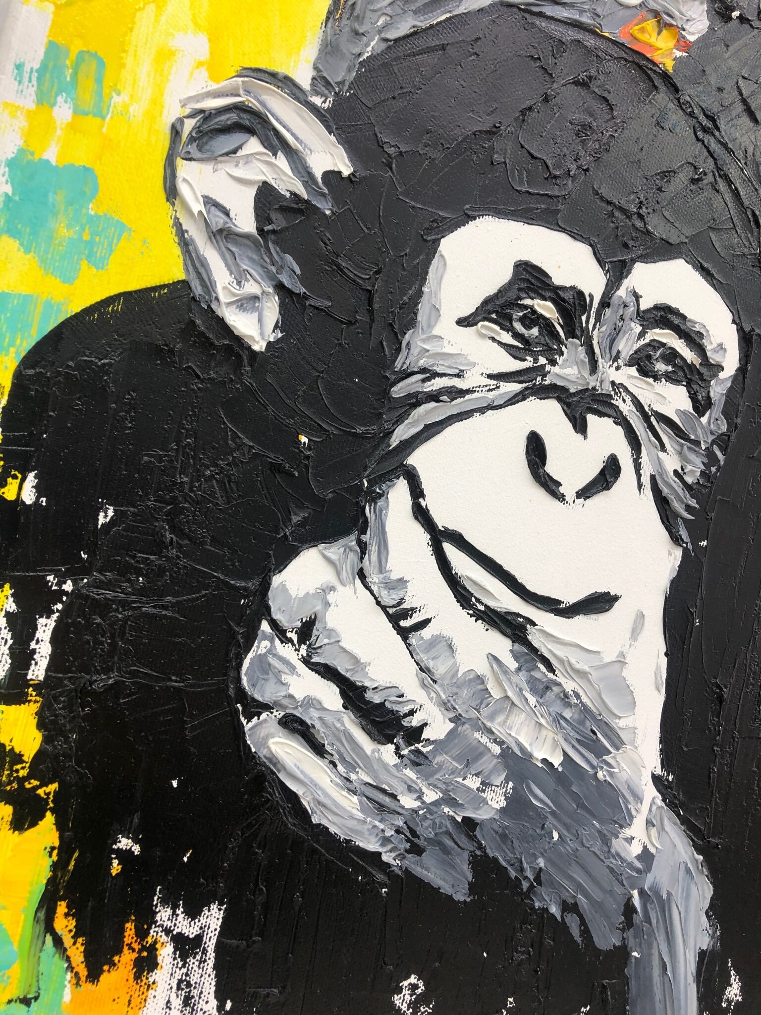24x35 Large Original Abstract Monkey Painting Animal Oil Etsy