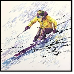 Oversized Abstract Skier Paintings On Canvas Sport Impasto Artwork Original Oil Painting Textured Handmade Art for Living Room Decor